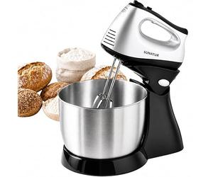 2-in-1 electric mixer with stand; mixes quickly and efficiently; 300W power; 5 speed settings; 3.5-liter capacity; ideal for home use and hobbyists