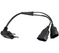 2 in 1 Extension Cable,Right Angle Type-C Male-Euro Male to Double Type-C Euro Female,Max. 2.5A/250V,0.75mm² for PC Computer Monitor,TV,Home Appliances,Black,0.4 m