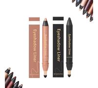 2-in-1 Eyeliner Eyeshadow, Eye Makeup Shadow Liner Smudge-Proof Waterproof, Long-Lasting Smooth Easy To Color Applicator Stick With Built-In Smudge Brush