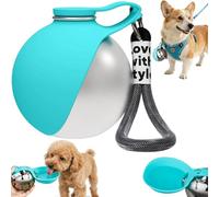 2-in-1 Foldable Dog Water Bottle, Stainless Steel Portable Pet Travel Water Bottle with Leak-Proof Silicone Bowl, Lightweight Compact Bottles for Small Dogs Puppies Drinking Outdoors (Blue-A)