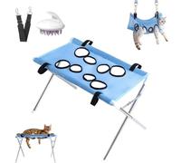 2-in-1 Foldable Pet Grooming Bed, Pet Grooming Hammock and Stand (Blue,#A) | Portable Dog Bath Stand Hammock with Widened Slings, Quick-Dry Mesh for Cats and Small Dogs Nail Trimming & Showering