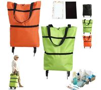 2-in-1 Foldable Shopping Cart with Wheels Lightweight for Grocery (C-1)