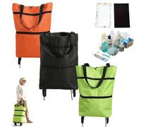 2-in-1 Foldable Shopping Cart with Wheels Lightweight for Grocery (Mix)