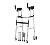 2 in 1 Folding Walker & Removable Armrests, Height Adjustable Foldable Walker with Wheels Front Wheeled Mobility Aid rééducation déambulateur