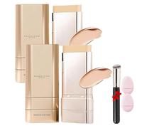 2 In 1 Foundation Stick With Brush,Multi-Use Double Head Foundations Make Up Sticks,Brightens,Concealer Hydrating Lightweight Longwear Natural Finish,For All Skin Types (Natural-2pcs, SIZE)