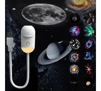 2-in-1 Galaxy Projector Night Light USB Starry Sky Projector 360° Adjustable Star Projectors Lamp with 1/3/5/6/10 Projection Films LED Rotating Mood Light for Bedroom Hallway Ceiling Decor (1films)