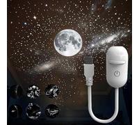 2-In-1 Galaxy Projector Night Light, Usb Starry Sky Projector, 360° Adjustable Star Projectors Lamp with 3/6/12 Projection Films, Led Rotating Mood Light for Bedroom Hallway Ceiling Decor (6Films)