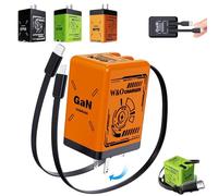 2 in 1 Gan Charger 120w Watt Charger,120w Fast Charger with Retractable Type-C and L Cable, All in One Foldable Plug,for Iphone/Laptops,Retractable Phone Charger Wall Plug (Orange)