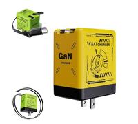 2-in-1 Gan Compatible with 120w Fast Charger, GaN Wall Chargeur, USB-C Port Fast Charging Adapter, Extensible GaN Fast Charger pour téléphone, Ordinateurs Portables (Jaune)