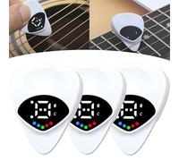 2 in 1 Guitar Tuner and Guitar Pick, Guitar Tuner and Guitar Pick 2 in 1, Digital Guitar Pick with LED Screen Display, 0.6mm Guitar Pick Plectrum with 12 Equal Temperaments Musical Note (3Pcs)