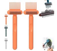 2 In 1 Hair Brush Cleaning Tool, 2025 New Comb Cleaning Brush, Portable Hairbrush Cleaner Tool Rake, Cleaning Tool Home and Salon Use (Orange*2)