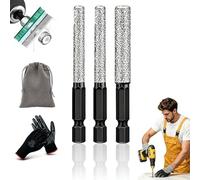 2-in-1 Hexagonal Shank Brazing Dry Drilling Specialized Hole Opener, 2-in-1 Hexagonal Shank Brazing Hole Opener, Drill Through Tough Surface, for Marble Granite Concrete Glass (Silver,6+8+10mm)