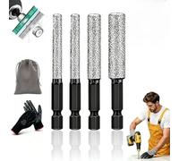 2-in-1 Hexagonal Shank Brazing Dry Drilling Specialized Hole Opener, 2-in-1 Hexagonal Shank Brazing Hole Opener, Drill Through Tough Surface, for Marble Granite Concrete Glass (Silver,6+8+10+12mm)