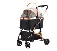 2-in-1 Hundebuggy - Poussette pliable pour chiens - Diable - Pour chiens et chats - Tout terrain - 360° - Jusqu'à 40 kg - Marron/Noir