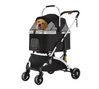 2-in-1 Hundebuggy - Poussette pliable pour chiens - Diable - Pour chiens et chats - Tout terrain - 360° - Jusqu'à 40 kg - Argent/Noir