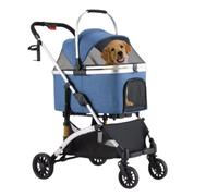 2-in-1 Hundebuggy - Poussette pliable pour chiens - Diable - Pour chiens et chats - Tout terrain - 360° - Jusqu'à 40 kg - Argent/Bleu