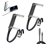 2-in-1 Invisible Holder Charger Cable with Stand,240W Braided Fast Charge Cable with 360° Adjustable Metal Stand,5ft 90° Angled USB-C Cord Fast Charging Cable for Smartphones,Tablets,Laptops (2)