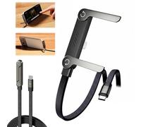 2-In-1 Invisibles Phone Stand Cable, 240w Fast Charging Cord With, CâBle De Charge RéGlable à 360 °, RevêTement ExtéRieur Tissé, 1,5 MèTre Ultra Rapide, Pour Jeux Et Bureautique (TYPE-C to Lightning)