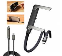 2-In-1 Invisibles Phone Stand Cable, 240w Fast Charging Cord With, CâBle De Charge RéGlable à 360 °, RevêTement ExtéRieur Tissé, 1,5 MèTre Ultra Rapide, Pour Jeux Et Bureautique (TYPE-C to TYPE-C)