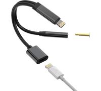 2 In 1 Lightning To 3.5 Mm Headphone Jack Adapter For Iphone Mfi Certified Charger Cable For 14 13 12 11 Pro Max 7 8 Plus X Se Xs Xr Ipad Air Car Auxiliary Earphone