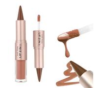 2-in-1 Lippen-Set Doppelseitig - Crayon à Lèvres Nude-Brun + Rouge à Lèvres Velours-Mat & Gloss Brillant dans un Seul Crayon, Hautement Pigmenté, Longue Tenue, Vegan & Sans Cruauté (Couleur 06)