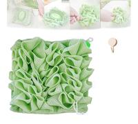 2 in 1 Loofah Sponge Washcloth for Bar Soap, Soap Pouch with Drawstring, Exfoliating Mesh Shower Scrubber Glove for Body Wash(Green)