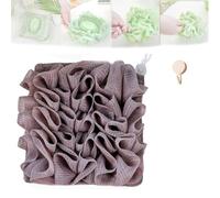 2 in 1 Loofah Sponge Washcloth for Bar Soap, Soap Pouch with Drawstring, Exfoliating Mesh Shower Scrubber Glove for Body Wash(Coffee)