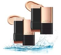 2 in 1- Luxury Anti-Wrinkle Foundation Stick, 2pcs Korea Flawless Eraser Foundation Stick, Double Head Foundation Make-Up Stick with Brush, Instant Concealing Foundation Stick Makeup (White+Natural)