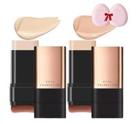 2 In 1- Luxury Anti-Wrinkle Foundation Stick,Double Head Foundation Make Up Stick,Korea Flawless Eraser Foundation Stick With Brush, Multi-Use Foundation Stick Makeup (Natural*2, C-3)