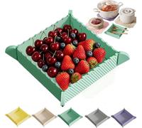 2-in-1 Magnetic Foldable Silicone Mat & Serving Tray, Portable Magnetic Foldable Chopping Board, Heat Resistant Trivet for Kitchen, Camping, Picnic, Travel and Outdoor Cooking (Green)