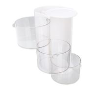 2 in 1 Makeup Brush Holder Organizer with 3 Layer Drawers 180 Degree Rotation Clear Makeup Sponges Organizer White