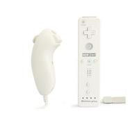 2 in 1 Manette Wiimote Controller Nunchuk intégré Motion Plus pour Nintendo Wii Blanc + cas en silicone