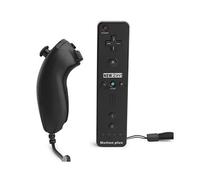2 in 1 Manette Wiimote Controller Nunchuk intégré Motion Plus pour Nintendo Wii Noir + cas en silicone