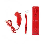 2 in 1 Manette Wiimote Joystick Controller Nunchuk intégré Motion Plus pour Nintendo Wii Rouge