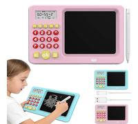 2-in-1 Math Learning Tablet - Handwriting Practice & Interactive Games, 2-in-1 Math Learning Calculator & Drawing Board with Display, Fun Educational Gift for Boys & Girls (Pink)