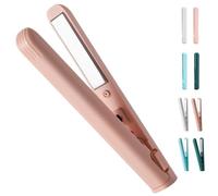 2 in 1 Mini Curling Iron and Hair Straightener, Portable Ceramic Dual Purpose Flat Iron for Short Hair and Bangs, USB Powered Travel Styling Tool with Anti-Scald Design (B-Pink)