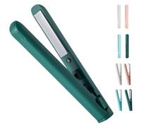 2 in 1 Mini Curling Iron and Hair Straightener, Portable Ceramic Dual Purpose Flat Iron for Short Hair and Bangs, USB Powered Travel Styling Tool with Anti-Scald Design (B-Green)
