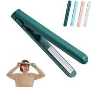 2 in 1 Mini Curling Iron for Short Hair, Portable USB Cordless Straightener Curler, Travel Flat Iron with Ceramic Heating for Fringes, Bangs & On-the-Go Styling (Green)