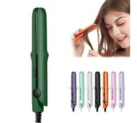 2-in-1 Mini Curling Wand Flat Iron Hair Straightener | Mini Dual-Purpose Curling Iron,Hair Straightener and Curler,Ceramic Mini Hair Curler,Mini Portable Hair Iron Hair Straightener (Dark Green)