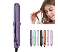 2-in-1 Mini Curling Wand Flat Iron Hair Straightener | Mini Dual-Purpose Curling Iron,Hair Straightener and Curler,Ceramic Mini Hair Curler,Mini Portable Hair Iron Hair Straightener (Deep Purple)