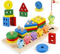 2 in 1 Montessori Shape Sorter Toys Magnetic Fishing Game for Toddlers 1 2 3 4 Years Old