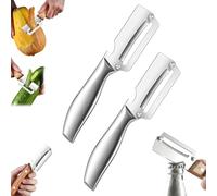 2 in 1 Multi-Function Vegetable Peeler with Ultra Sharp Stainless Steel Blade and Ergonomic Wooden Handle Effortlessly Peel Potatoes Apples Carrots and Opening (Steel Handle*2)