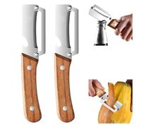 2 in 1 Multi-Function Vegetable Peeler with Ultra Sharp Stainless Steel Blade and Ergonomic Wooden Handle Effortlessly Peel Potatoes Apples Carrots and Opening (2PCS)