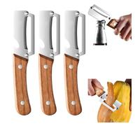 2 in 1 Multi-Function Vegetable Peeler with Ultra Sharp Stainless Steel Blade and Ergonomic Wooden Handle Effortlessly Peel Potatoes Apples Carrots and Opening (3PCS)