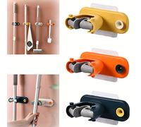 2 In 1 Multi-Functional Broom Holder, 3Pcs Wall Mount Broom Holder, Self Adhesive Broom Holder, Nail-Free Multifunctional Seamless Mop Hanger, Bathroom Wall Broom Hanger (3pcs-a)