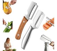 2 in 1 Multi-Functional Vegetable Peeler for Kitchen, Wooden Handle Peeler with Stainless Blade and Bottle Opener, Fruit Vegetable Peelers for Kitchen(Wooden+Steel)