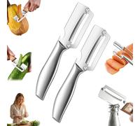 2 in 1 Multi-Functional Vegetable Peeler for Kitchen, Wooden Handle Peeler with Stainless Blade and Bottle Opener, Fruit Vegetable Peelers for Kitchen(Steel Handles*2)