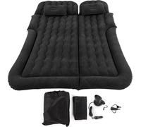 2 -IN -1 Multifonction matelas de voyage gonflable flocons PVC oreiller de sommeil souple pour voiture -SUVBlack