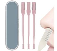 2 in 1 Nasal Hair Cutter, 2025 Upgraded Double Sided Nasal Hair Trimmer, 360° Rotating Portable Manual Nose Remover with Ear Digger, for Men and Women (Pink,3PCS)