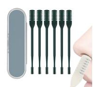 2-in-1 Nasal Hair Cutter, Upgraded Double Sided Nasal Hair Trimmer for Women Men, Portable Manual 360° Rotating with Ear Digger for Women Men, Travel Essentials (Dark Green,6 Pcs)